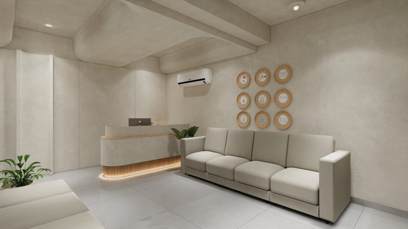 Enbite Dental Clinic waiting lounge and reception area, Vadodara